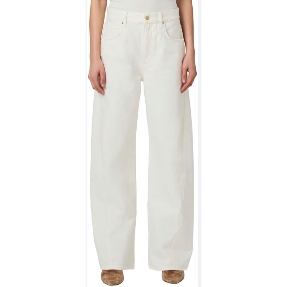 Paige Arellia Barrel Leg Jeans Womens 32 Tonal Ecru Twisted Seam High Rise NWT